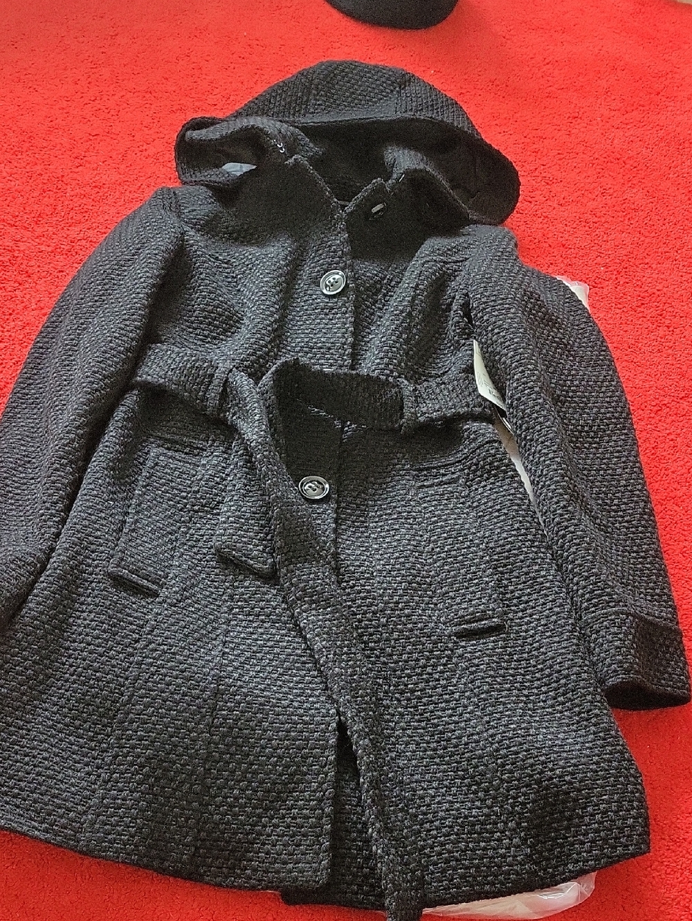 Liz Claiborne Black Petite Hooded Outerwear